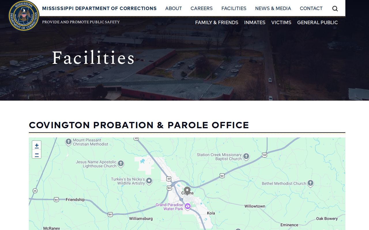 Covington County post-release supervision office listing from MDOC